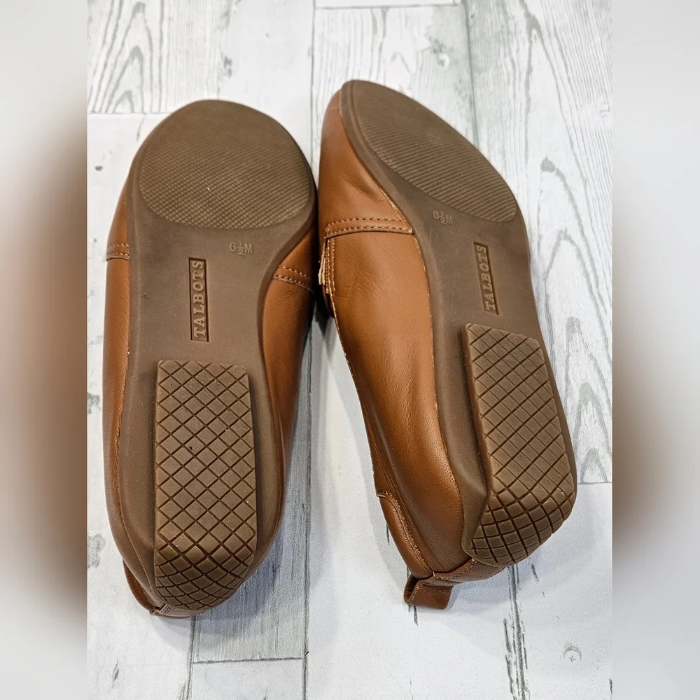 Talbots Womens Tan Brown Leather Driving Loafers Slip On Flats Size‎ 6.5M